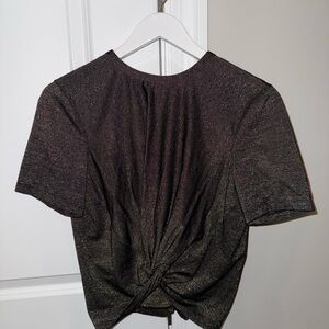 Lululemon Athletica Gray Ruched Tie Front Blouse
